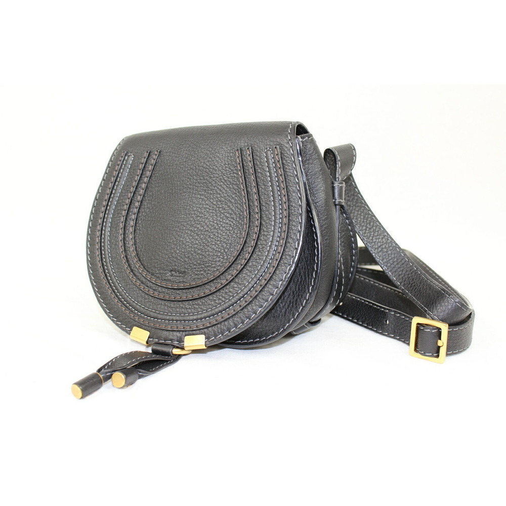 Chloe Elegant Black Leather Luxurious Crossbody Marcie Pochette Shoulder Bag - Picture 2 of 7
